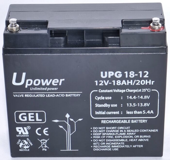 12V 18Ah Bateria GEL U-POWER UPG1812 12 V 18 A Sin mantenimiento